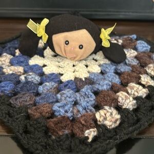 Handmade Crocheted Girl Lovey with Yellow Bows